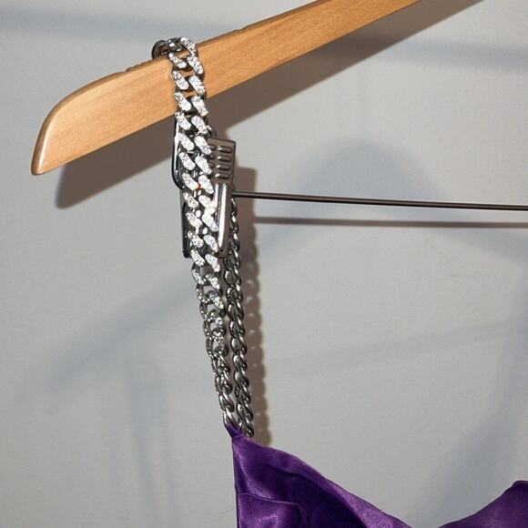 Zara Purple Dress with Chain Rhinestone Straps Adjustable Length Size XS - Picture 12 of 14